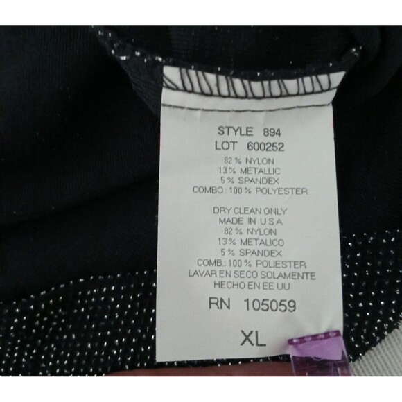 Xscape Women's XL 2 Piece Shimmering Black Jacket & Top Beaded Fringe Office - Picture 12 of 16